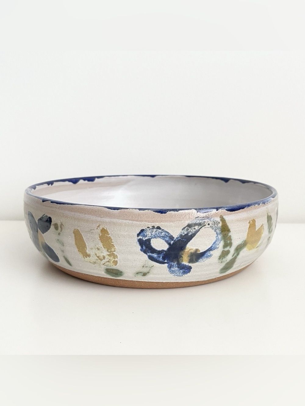 Vintage Handmade Ceramic Serving Bowl Pasta Salad Rustic European Countryside - Picture 3 of 7
